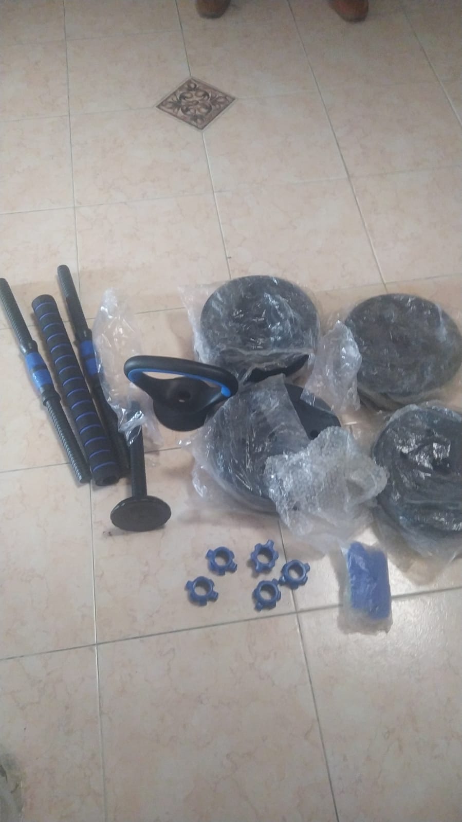 Kit Mancuernas 20KG 8 Discos +Manc. Rusa